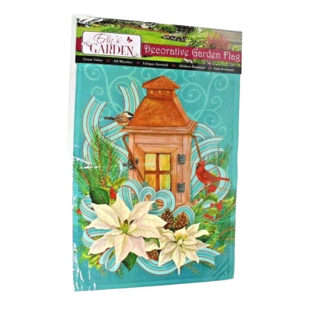Erins Garden Winter Lantern Decorative Garden Flag 12.5 x 18 inch New